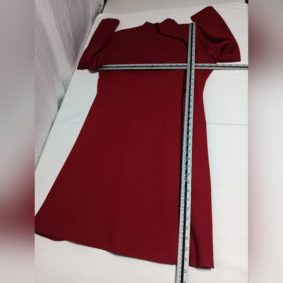 EVAN-PICONE 💯 Wool Brilliant Red long-sleeved Midi Dress. Ladies size 12 - Picture 4 of 10